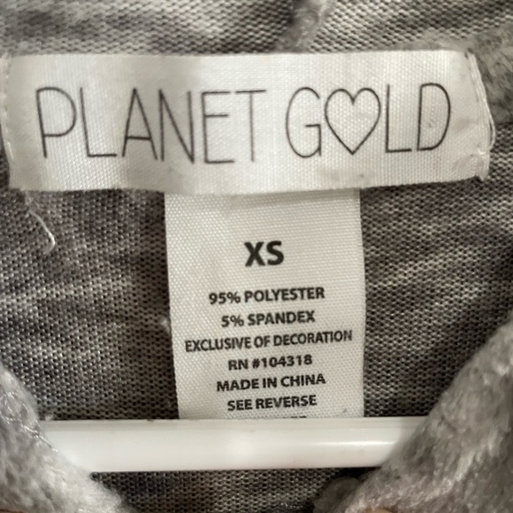 Planet Gold Women's Gray and Cream Hoodie - Picture 4 of 5